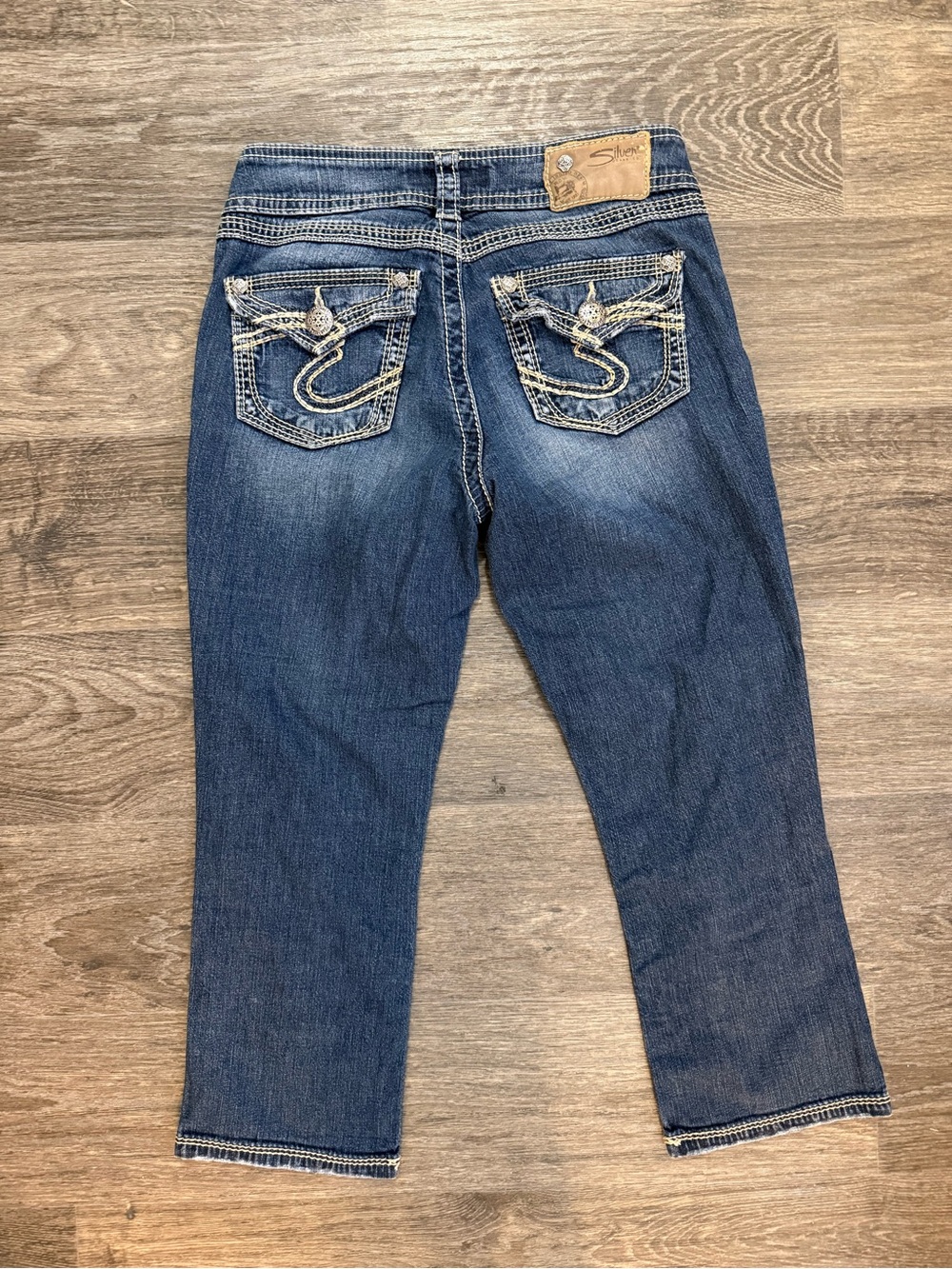 Y2K Silver Jeans Blue Capris